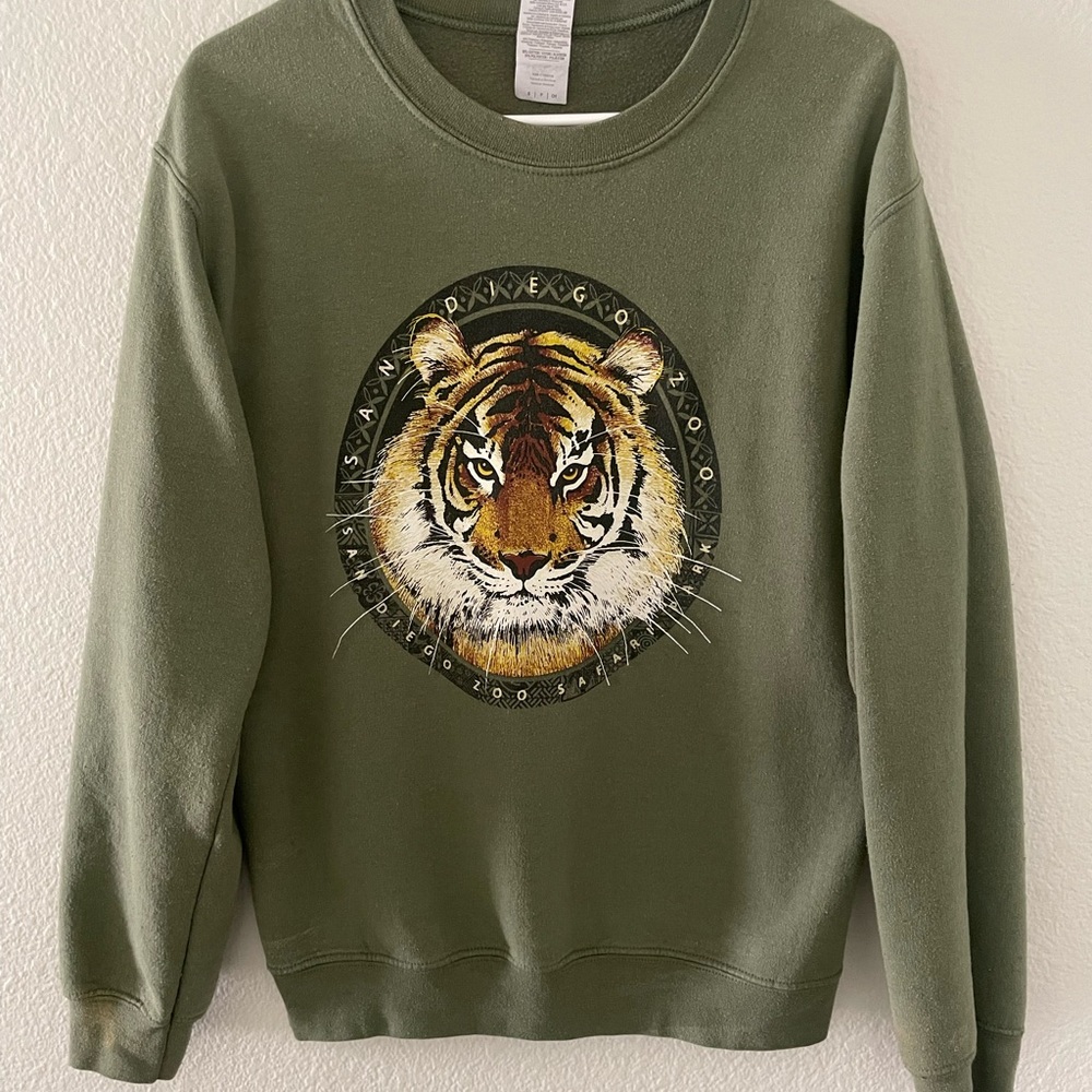 Olive Green San Diego Zoo Crewneck